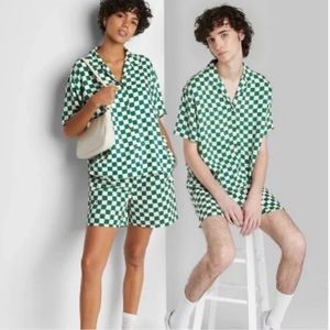 Wild Fable emerald Green check button down